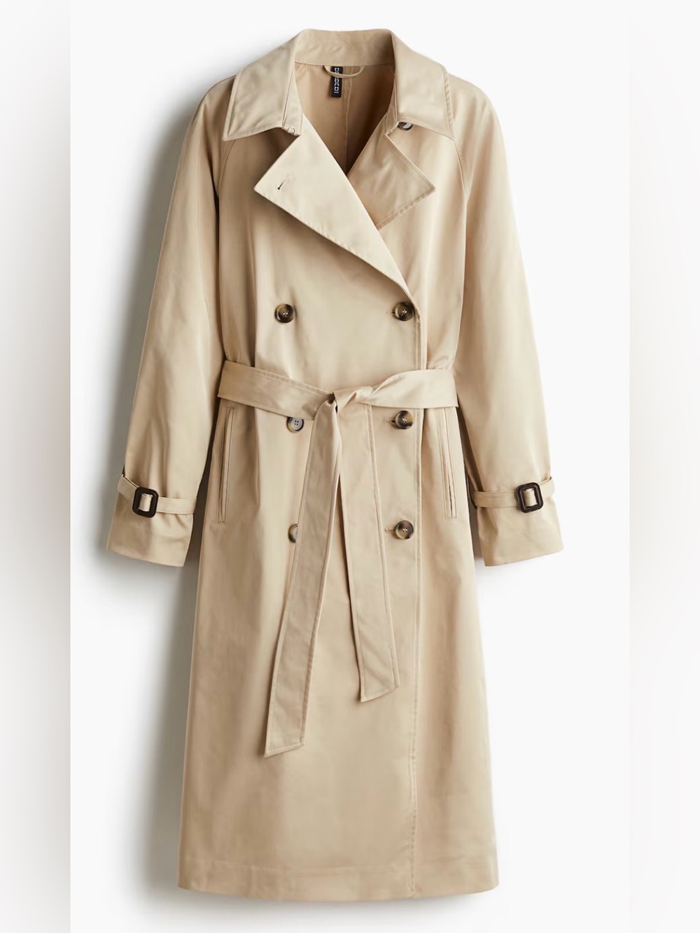 H&M Divided Twill Light Beige Full length Trench Coat Women’s Large